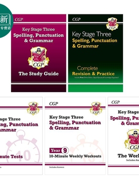 英国原版CGP教辅 KS3 英语单词拼写 标点 语法 10分钟测试/复习指南/练习册 Spelling Punctuation and Grammar 又日新