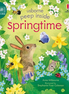 偷偷看里面 春日Peep Inside Springtime英文原版 儿童春天绘本 自然知识图画纸板书翻翻书 亲子绘本 进口Usborne 又日新
