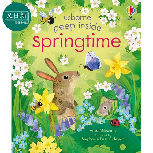 偷偷看里面 春日Peep Inside Springtime英文原版 儿童春天绘本 自然知识图画纸板书翻翻书 亲子绘本 进口Usborne 又日新