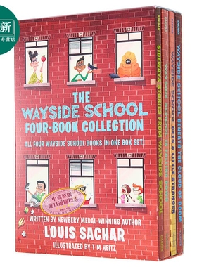 歪歪路小学4册全套盒装 新版 The Wayside School 4-Book Box Set 英文原版 儿童插图故事书 小初文学 8-12岁 又日新