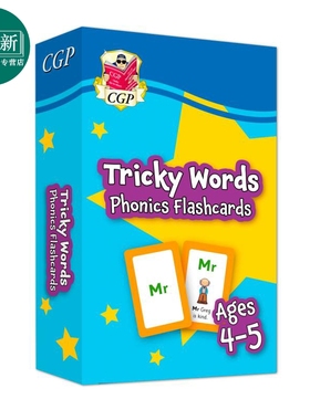 预售 CGP New Tricky Words Phonics Flashcards for Ages 4-5 (Reception) 适合 4-5 岁的棘手单词自然拼读闪卡（幼儿园） 又日新