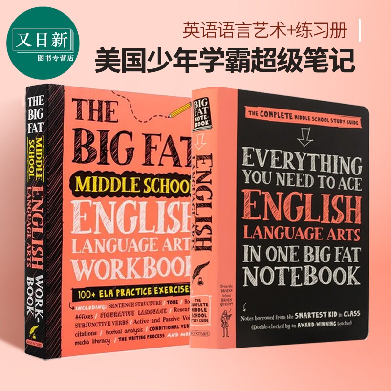 美国少年学霸超级笔记 获得A的方法 英语语言艺术笔记+练习2册 Everything You Need to Ace English Language Arts 又日新