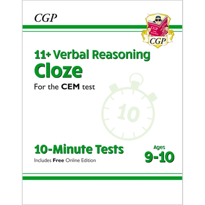 英国CGP New 11+ CEM 10-Minute Tests Verbal Reasoning Cloze Ages 9-10 with Online Edition 又日新