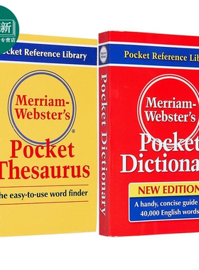麦林韦氏袖珍词典+同义辞典2册 英文原版进口字词典参考工具书 Merriam Websters Pocket Thesaurus & Dictionary 又日新