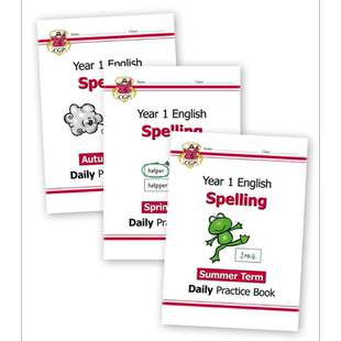 英国CGP原版 New KS1 Spelling Daily Practice Book Year 1 学龄前小学1年级 英语拼写单词练习书3册套装 含答案