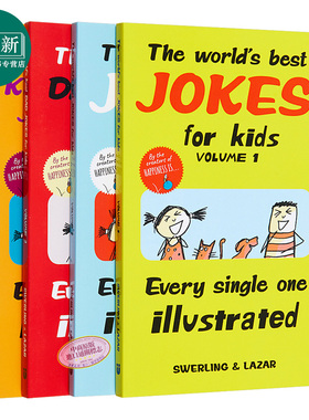 很好笑的笑话全集4册套装 The World's Best Jokes for Kids 1-4 英文原版进口 脑筋急转弯 儿童插图幽默笑话书