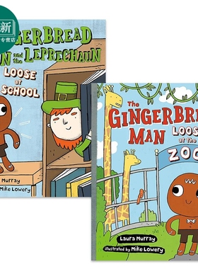 Mike Lowery The Gingerbread Man 姜饼人系列英文故事绘本2册套装and the Leprechaun Loose at School The Zoo  又日新