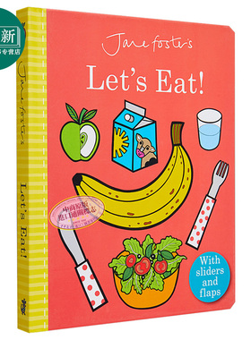 Jane Foster 一起来进餐 Lets Eat 幼儿启蒙推拉机关操作书 美育启蒙 低幼儿童绘本 食物图画书 翻翻页 英文原版