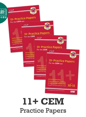英国CGP原版11+ CEM Complete Practice Paper小学练习测试卷套装4册 数学推理英语阅读 含答案 私立中学入学考试