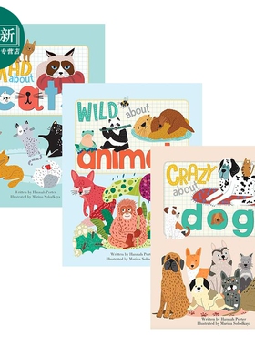 英文原版翻翻小百科3册 儿童知识科普纸板书 狗Crazy about Dogs 猫Mad about Cats 动物Wild About Animals 又日新