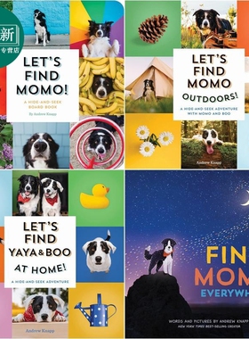 寻找莫莫 狗狗捉迷藏找找书系列4册 Lets Find Momo Outdoors Yaya Boo At Home儿童纸板书英文原版Hide And Seek 又日新