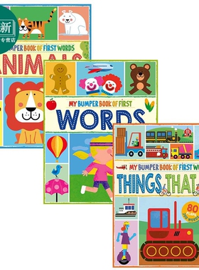 英文原版进口图书 My Bumper Book of First Words 儿童单词大全3册 早教认知 亲子英语启蒙纸板书翻翻书 1-3岁 又日新