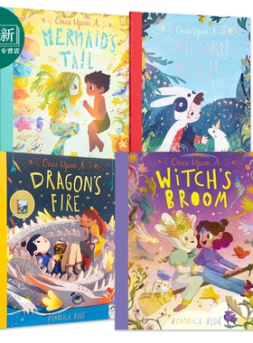 Beatrice Blue 儿童绘本4册套装 Once Upon a Unicorn独角兽 魔法师Witch 喷火龙Dragon 美人鱼Mermaids英文原版 又日新