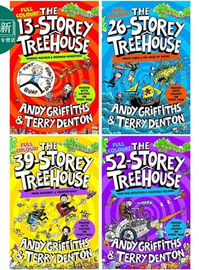 树屋故事小屁孩树屋历险记全彩版4册 The 13 26 39 52 Storey Treehouse Colour Edition 英文原版漫画故事章节书 又日新