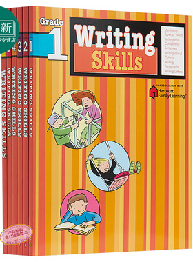 Harcourt Family Learning Flash Kids Writing Skills Grade 1-6 写作技能 6册 英文原版 英语写作 教材教辅 家庭英文学习练习册