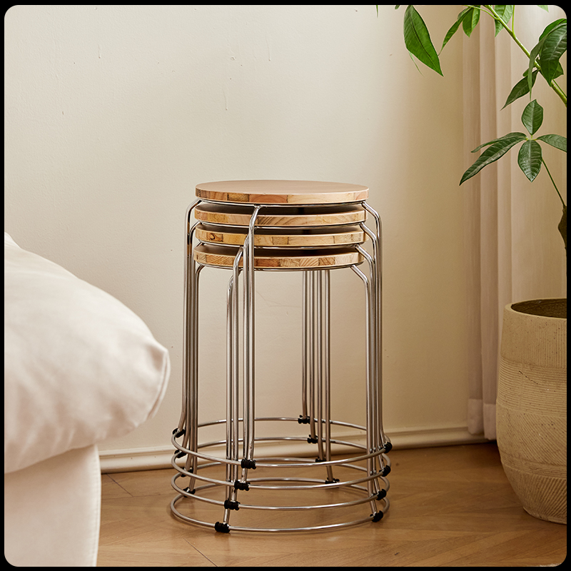 凳面实木的超级加粗钢筋凳子