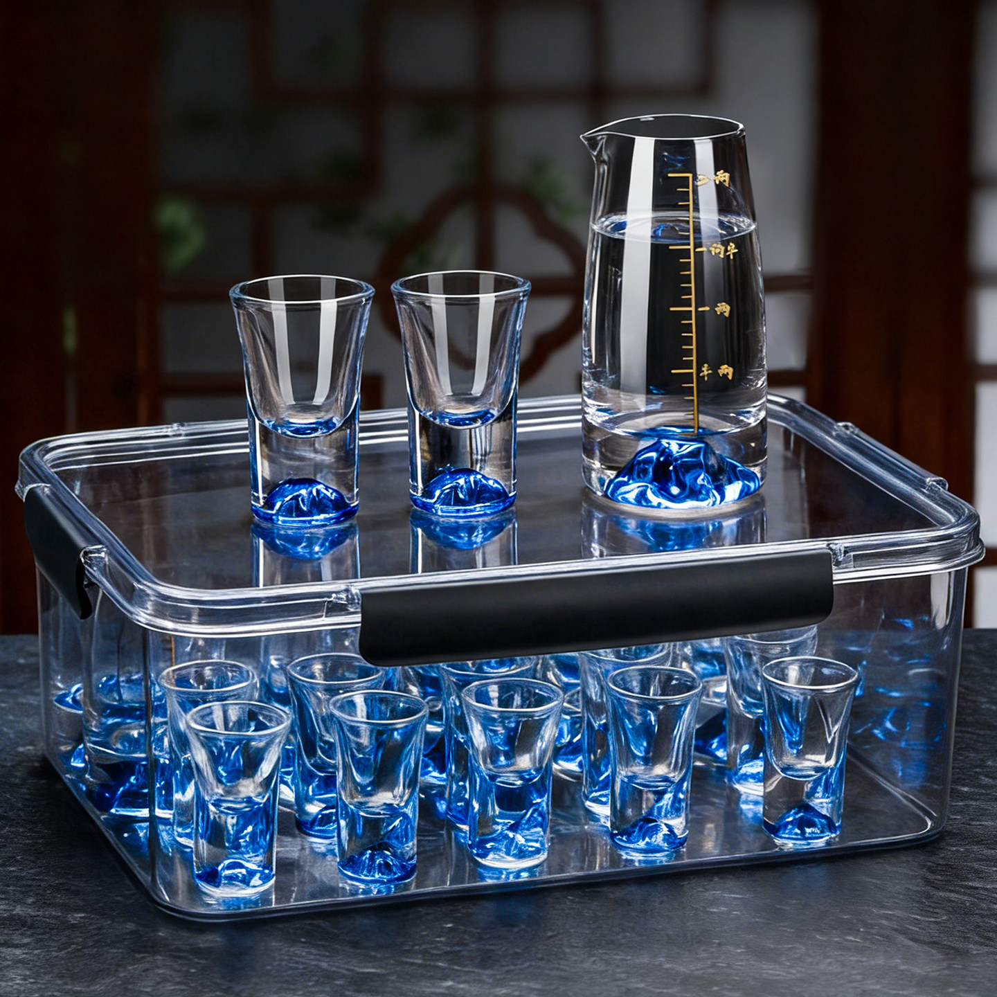 白酒杯分酒器套装收纳盒防尘带盖家用酒具高档一壶一杯蓝山小酒杯,餐饮具,白酒杯,淘宝优惠券,粉丝福利购,淘宝优惠卷