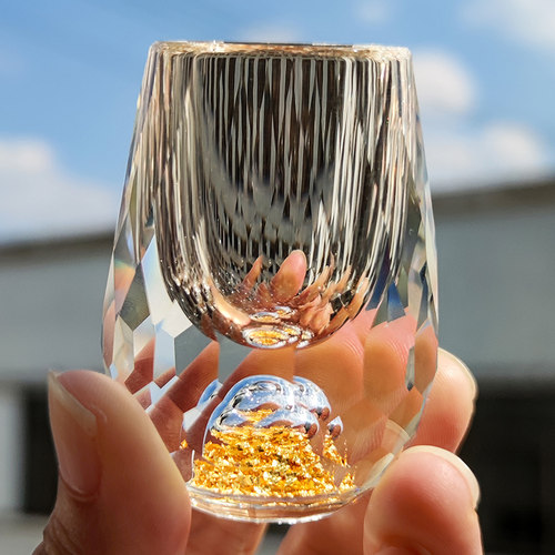 金箔白酒杯中式水晶玻璃一口