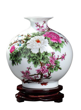 景德镇陶瓷工艺品创意家居装饰花瓶插花摆件石榴花瓶客厅酒柜摆设