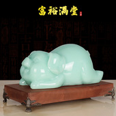 招财十二生肖猪摆件办公室桌面玉石猪风水客厅送礼品装 饰品