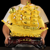 一帆风顺帆船摆件船舵舵手客厅办公室酒柜办公桌装 饰开业乔迁礼品