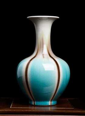 景德镇陶瓷家居客厅酒店插花器小清新冰裂花瓶摆件装饰博古架摆设