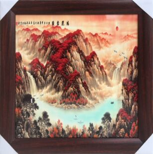 景德镇瓷板画陶瓷山水花鸟人物 陶瓷壁画挂画装饰客厅办公室摆件