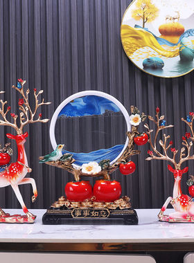 招财麋鹿摆件流沙画沙漏艺术家居电视柜玄关酒柜装饰乔迁新家礼物