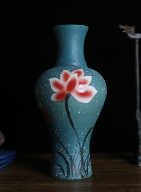新中式手绘陶瓷花瓶 家居客厅玄关工艺品摆件 景德镇手工花插瓷器