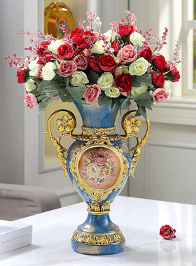欧式花瓶摆件轻奢高档客厅插花家居婚庆装饰花艺仿真花假花工艺品