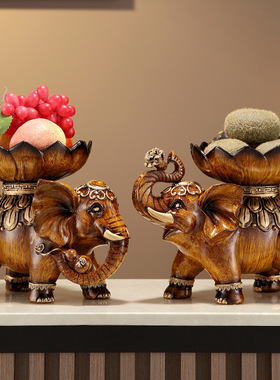 大象水果盘摆件客厅玄关电视柜酒柜装饰品乔迁开业礼品家居工艺品