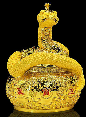 绒沙金摆件招财聚宝蛇年吉祥物家居摆件树脂工艺品跨境外贸出口