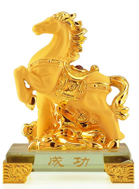 外贸跨境出口金马礼品绒沙金马到成功摆件保险公司年会开门红礼品