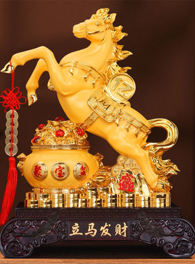 一件代发跨境马年摆件沙金马创意树脂工艺品摆件店铺开业家居礼品