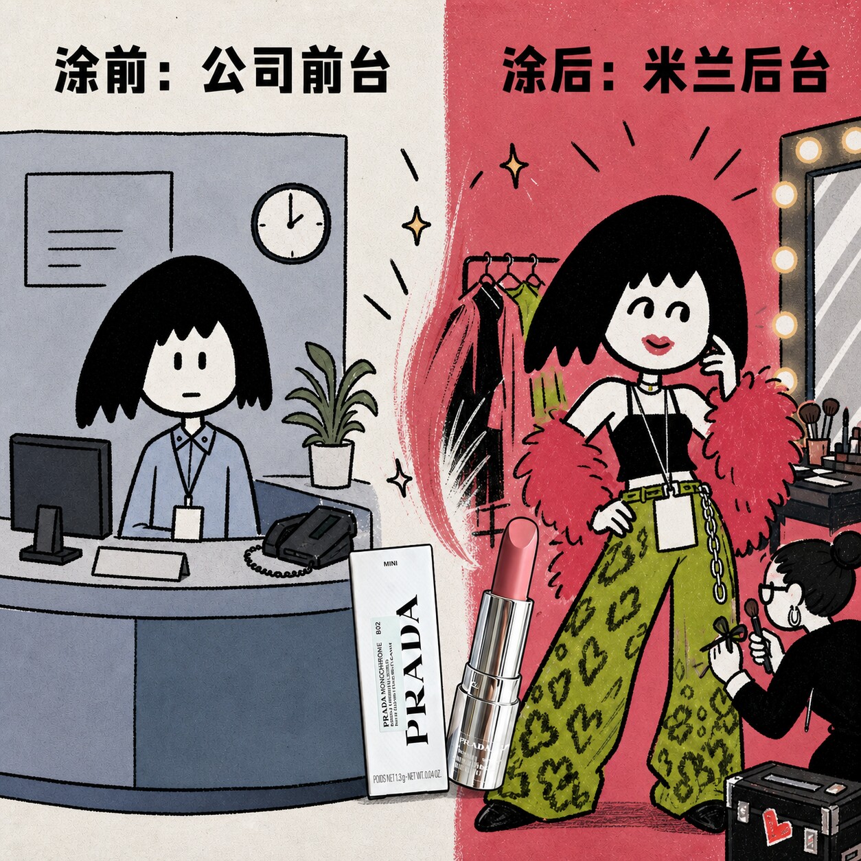 prada普拉达至色持久轻盈唇膏口红B02 B03不沾杯哑光丝绒质地显白