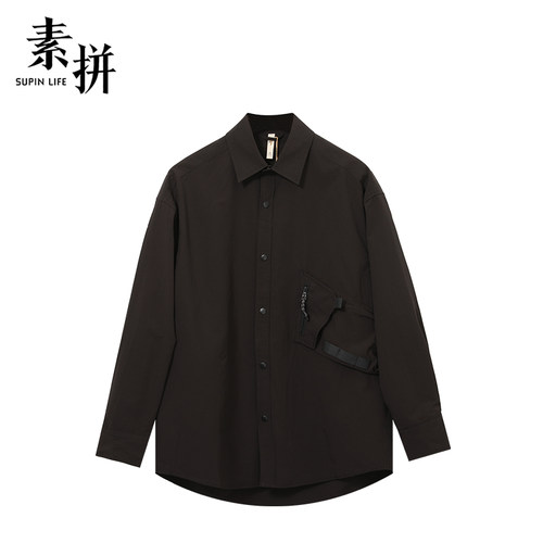 素拼男装秋装舒适潮牌宽松翻领工装外套休闲外衣SPAWT323110AM