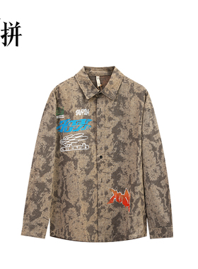 素拼男装秋装休闲潮牌衬衫男百搭长袖格子衬衣外套SPACS435012AM