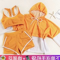 Áo tắm thể thao nữ ba mảnh chia tay boxer bikini nhỏ ngực áo bảo thủ che bụng thon thả học sinh - Bikinis áo tắm một mảnh