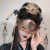 清月鹿鸣原创 幻梦幽蝶 古风暗黑发冠发簪面具面饰汉服发饰配饰