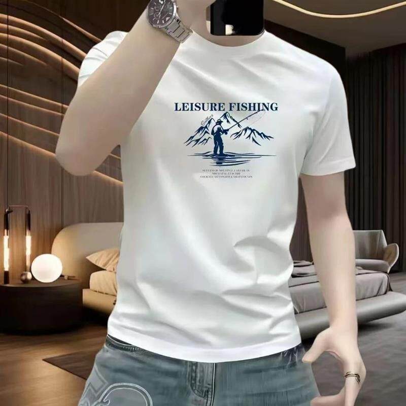 亿华服装260克重新款纯棉百搭短袖T恤男士短T休闲半截袖圆领印花