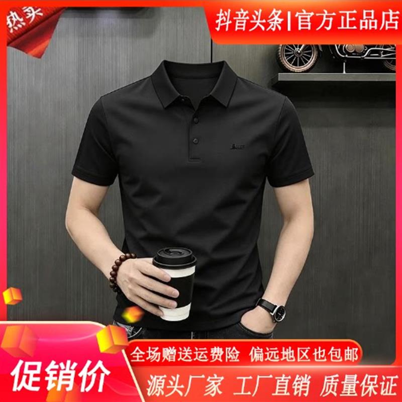 枫善服饰Amphelisia冰丝轻奢男夏新款时尚短袖卫衣清爽弹力POLO衫