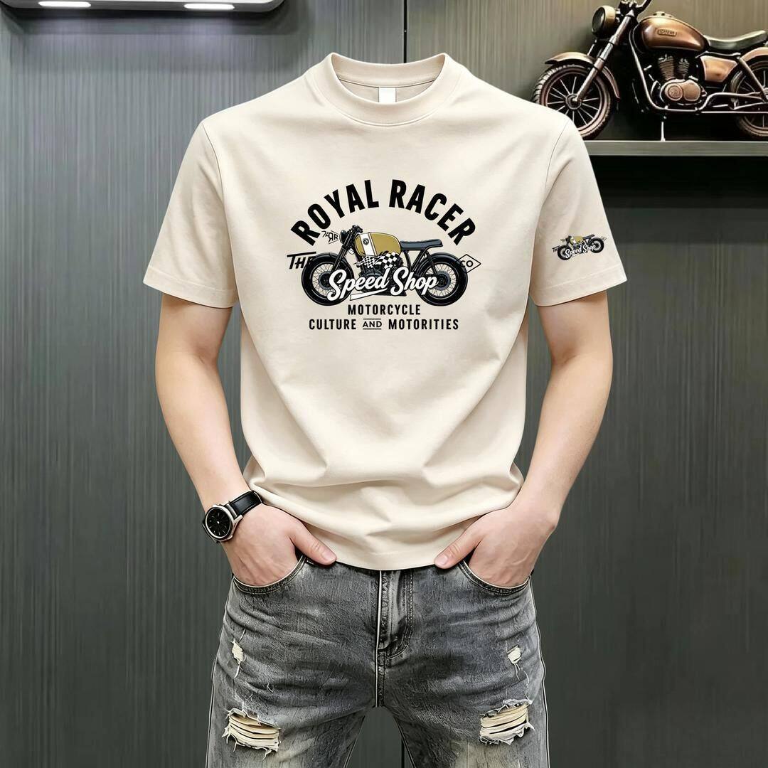 仕咖服装Amphelisia男士夏季新款百搭休闲时尚圆领印花短袖T恤