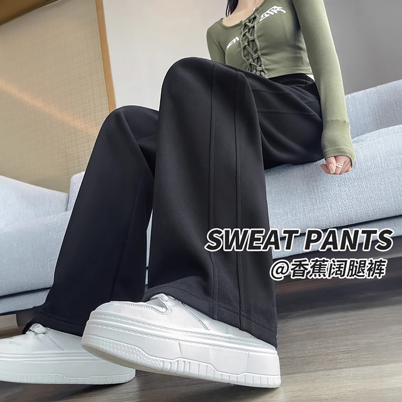 法国Uamtor孕妇裤子秋冬2025新款外穿直筒运动卫裤加绒阔腿香蕉裤