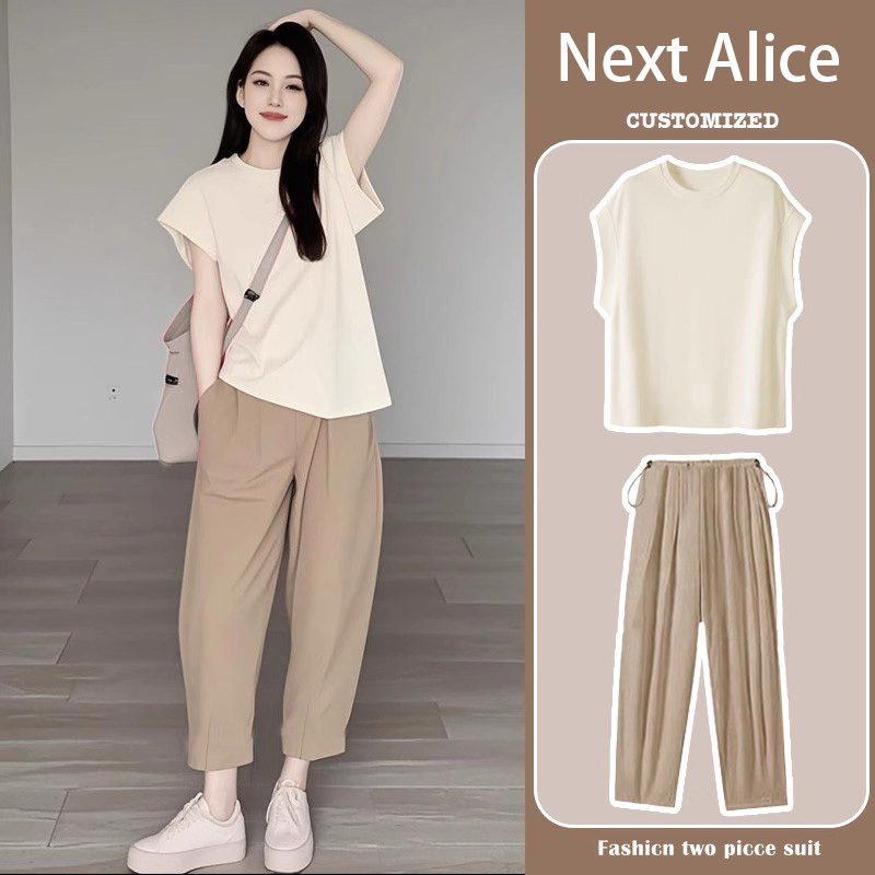 Next Alice孕妇套装夏季小个子多巴胺无袖t恤穿搭两件套气质休闲