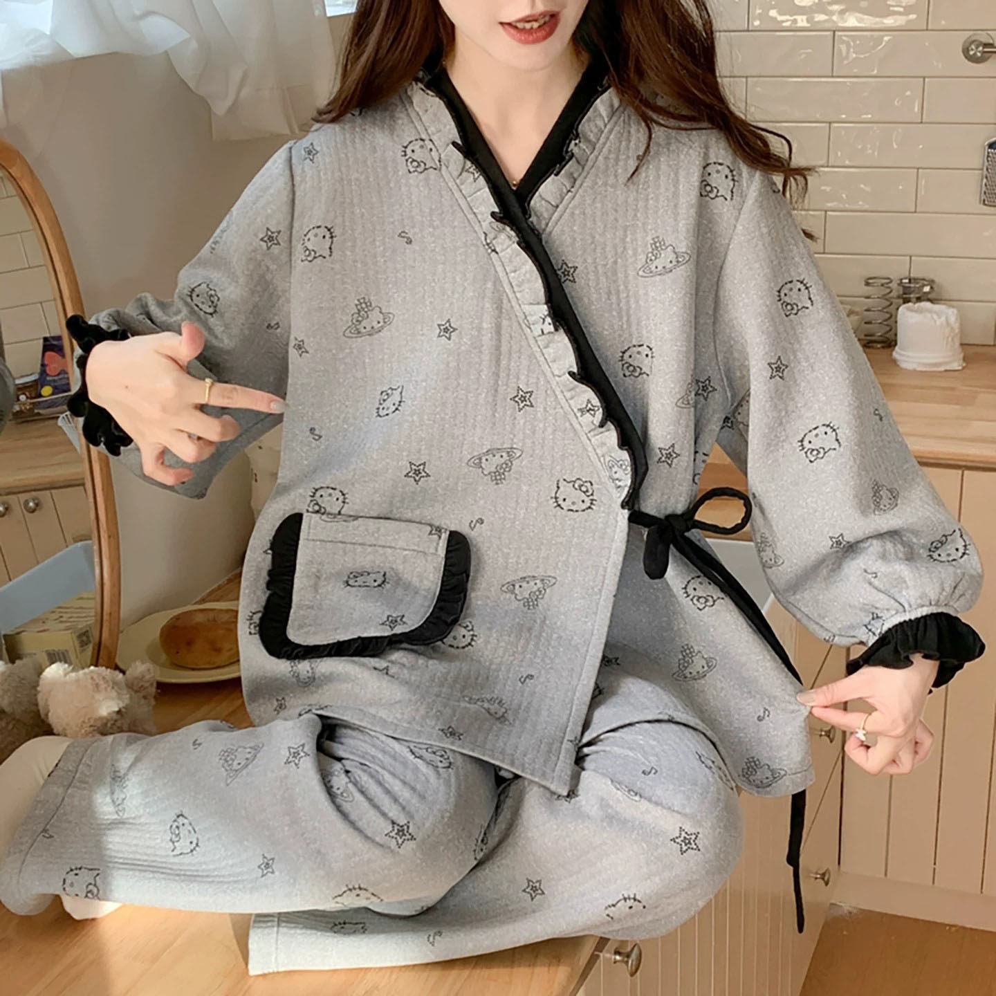 Uamtor月子服空气棉秋冬季2026新款产后喂奶哺乳纯棉加厚孕妇睡衣