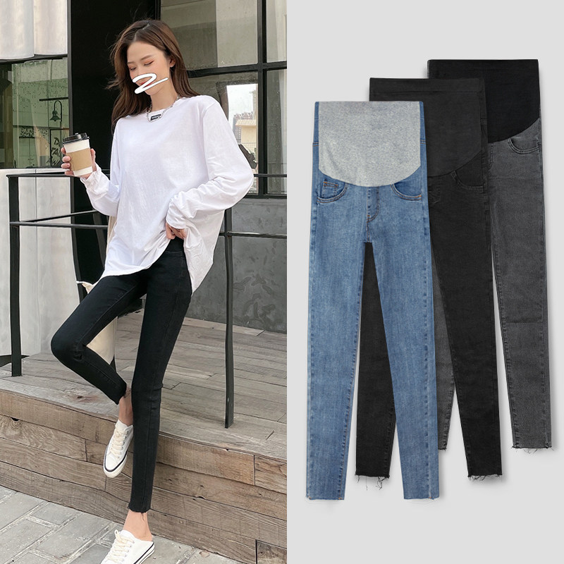 英国DHWA孕妇牛仔裤秋冬季新款小个子时尚冬装九分托腹外穿裤子女