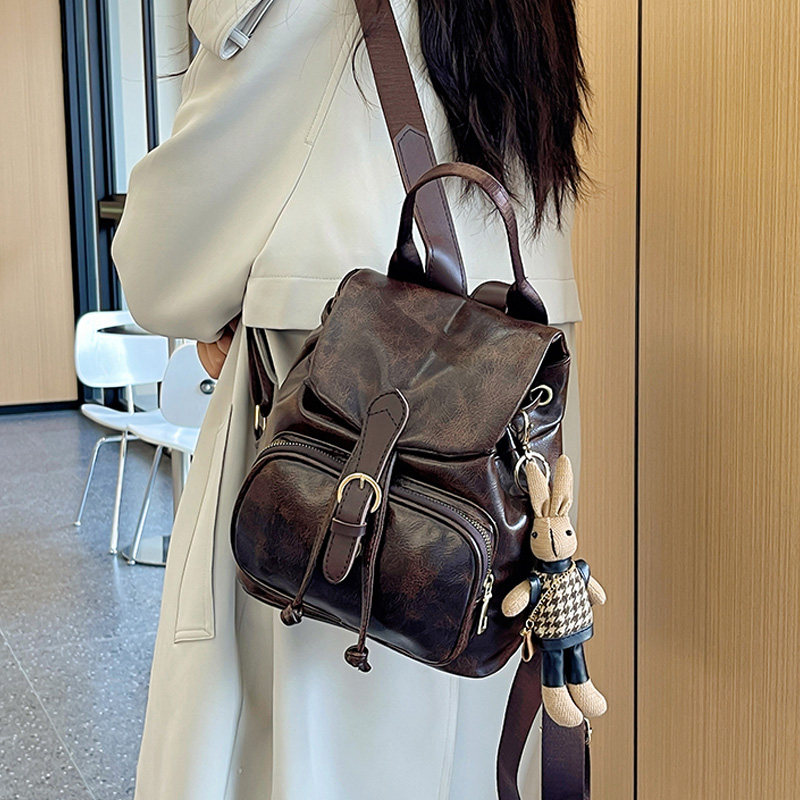法国MKCLACK复古小香风双肩包女通勤防泼水百搭小背包便携外出包