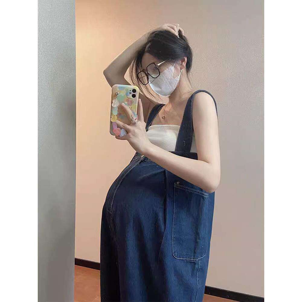 英国Next Alice孕妇背带裤女春夏款新款时尚潮妈牛仔宽松阔腿长裤