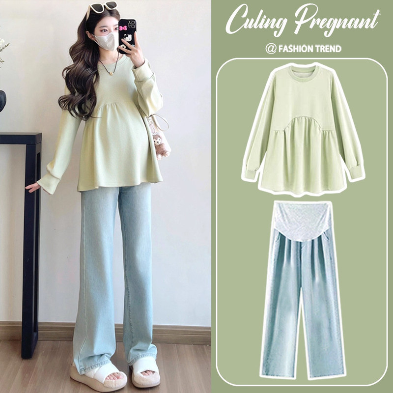 法国Uamtor孕妇套装秋冬季新款卫衣长袖宽松遮肚不显怀上衣娃娃衫