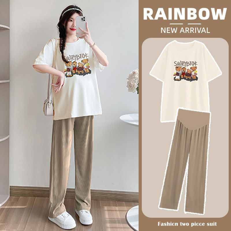 英国DHWA孕妇夏装套装宽松休闲夏薄款短袖夏季新款上衣裤子两件套